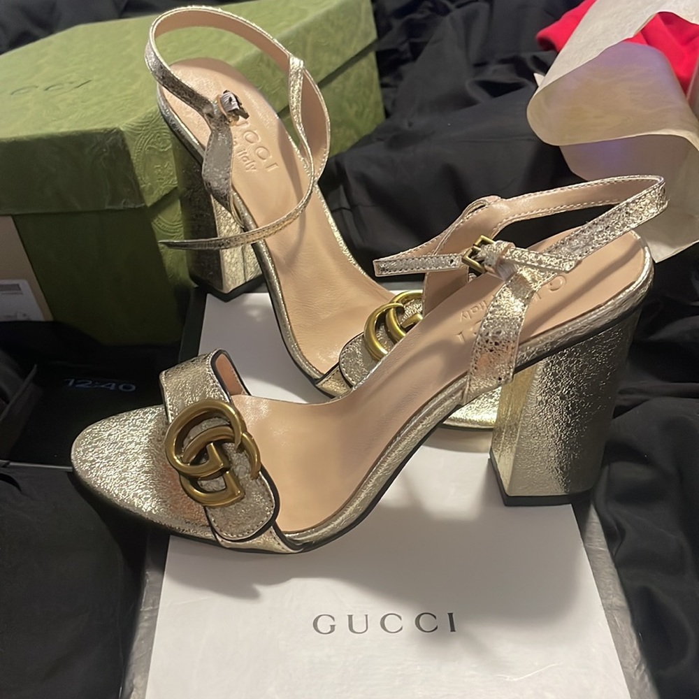 Gold Gucci heels